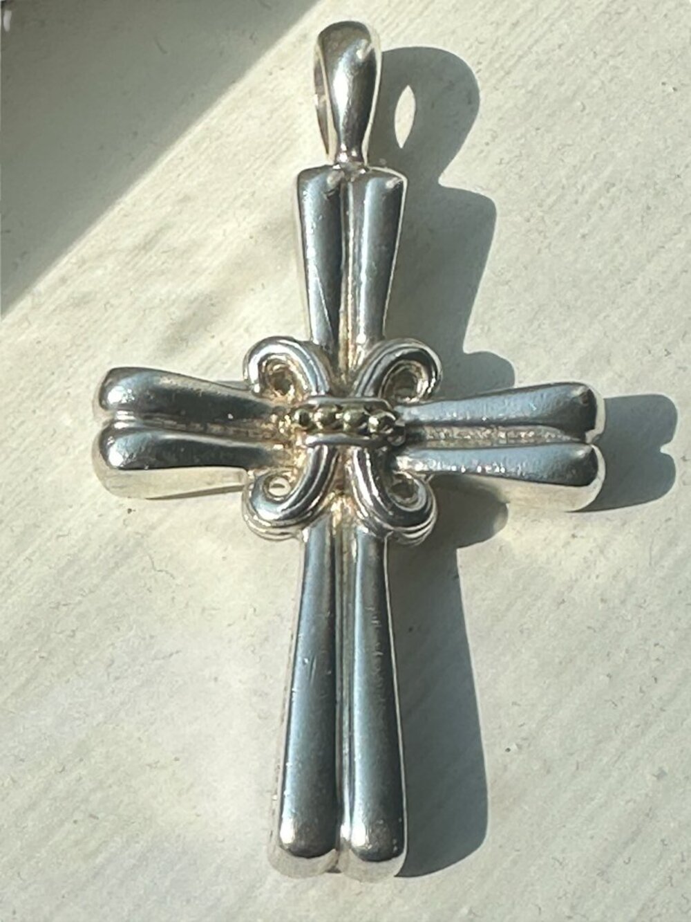 Lagos Silver and 18K Gold Bead Cross Pendant